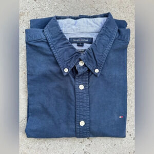 Tommy Hilfiger custom fit 100%cotton long sleeve chambray shirt sz XL Euc #005